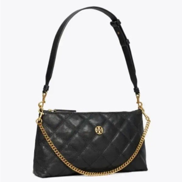 Tory Burch Black Diamond Quilted Willa Zip Shoulder Bag - Picture 10 of 10